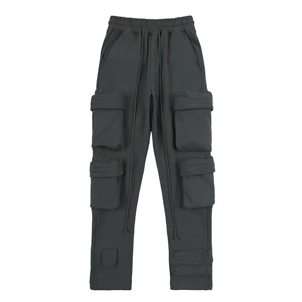 

men's pants functional overalls, multi-pocket, cashmere slacks, trousers, Black