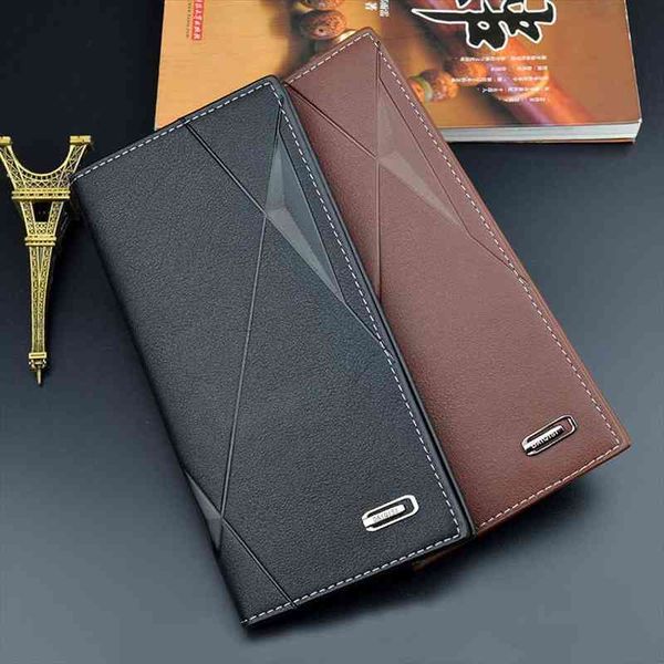 

men wallet male long thin youth soft purse 3 folding multiple card positionhigh capacity embossing fashion, Red;black