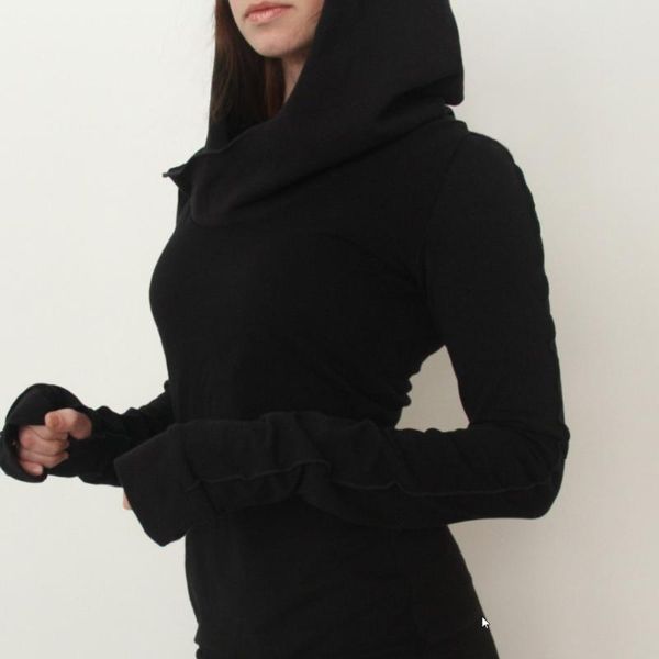 

casual dresses kalenmos fashion autumn dress for women dark black hooded slim long sleeve mini solid hedging woman streetwear, Black;gray