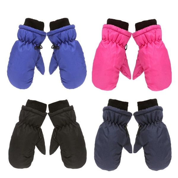

children's mittens 1 pair children skiing cycling gloves soft cotton thick warm waterproof windproof outdoor sports snowboard glove, White