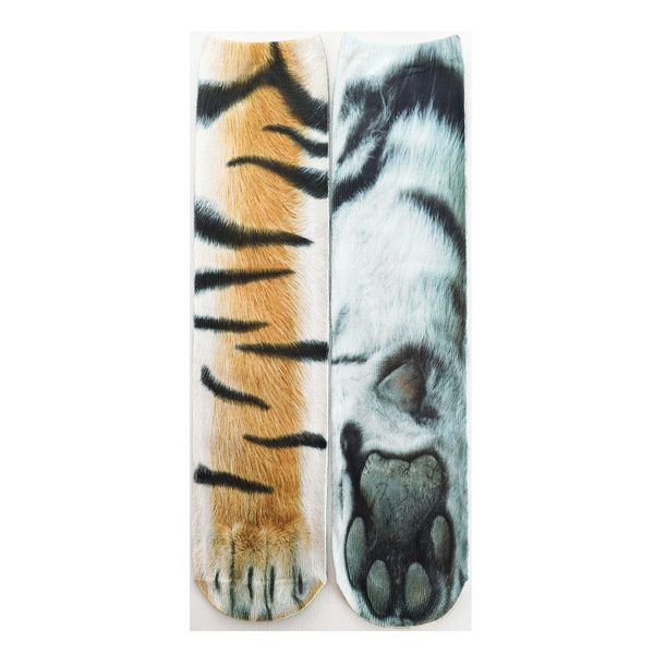 

mens womens socks beast foot pattern wild animal paw 3d printed casual funny stocking girls sports, Black