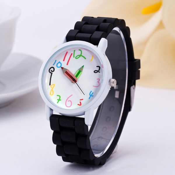 Детские часы Модные наручные часы с карандашом Указатель Кварц для мальчиков и девочек Высокое качество