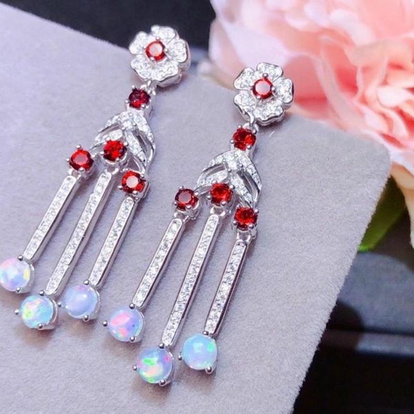 

dangle & chandelier natural garnet drop earrings real 925 sterling silver red stone fine charm wedding jewelry for women