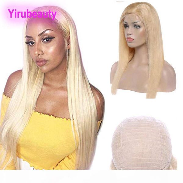 

peruvian 100% human hair products lace front wigs blonde silky straight hair lace wigs 613# blonde 8-32inch, Black;brown