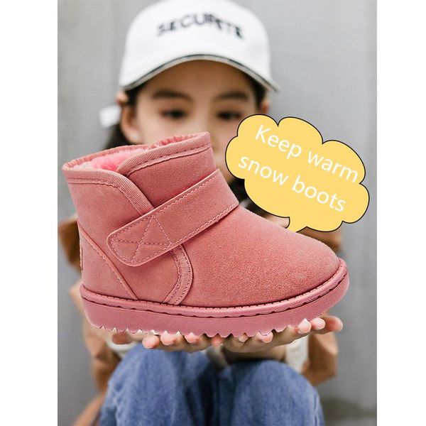 

children' snow boots 2021 winter new boys foot warmer shoes girls thickening plus velvet school boots 4-15 years old, Black;grey