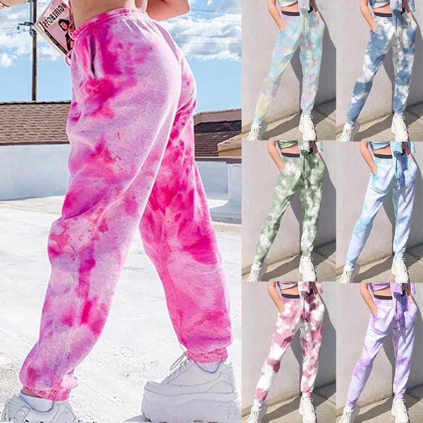 

women's pants & capris 2021 tie dye sweatpants women hip elastic high waist baggy loose streetwear fashion trousers jogging, Black;white