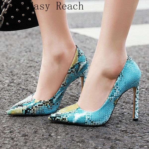 

dress shoes snake print high heels spring summer women pumps fashion pointed toe party big size 34-43 zapatos de mujer, Black