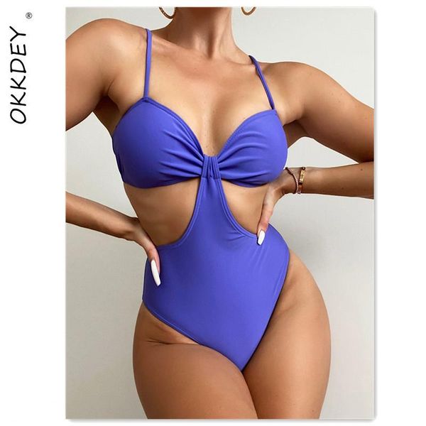 

one-piece suits push up swimsuits women's cut out one piece swimwears solid blue bathing ruched monokini summer beach swim suit
