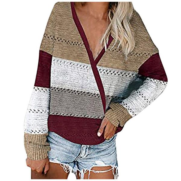 

women knitted hoodies autumn striped hooded sweatshirt casual patchwork v-neck long sleeve plus size female hoody pullover, White;black