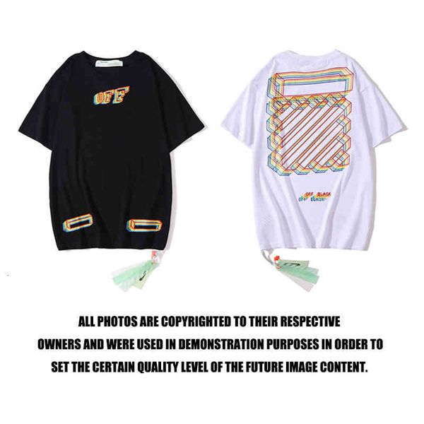 

20ss street brand fashion off three dimensional cordon men's and women's loose short sleeve t-shirt, White;black