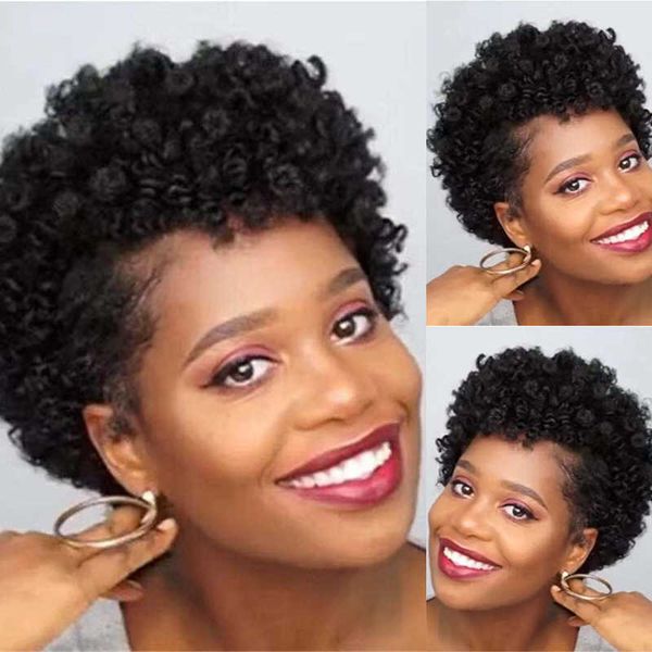 

wig short women wig small curl explosion head chemical fiber hair cover, Black