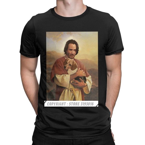 

ccccsportNew Casual Tshirts Mens Keanu Reeves Holding A Puppy Tee Shirt Men John Wick Movie Dog Film Animals Baba Yaga T-Shirt, Brown