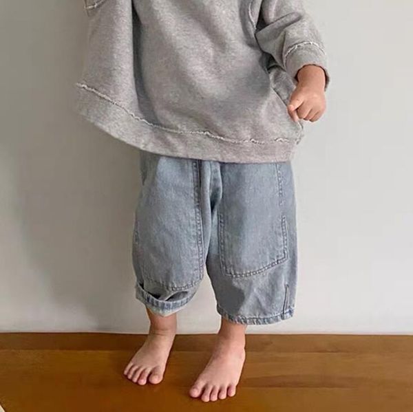 

2021 new arrival girls boys denim long pants spring fashion kids jean pants 2-7t yt949, Blue