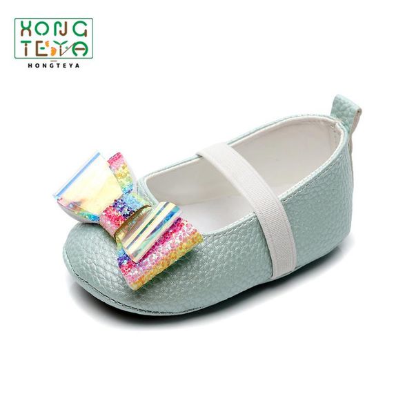 

first walkers fashion pu leather baby girl ballet shoes rainbow bow moccasins with hard rubber sole toddler princess