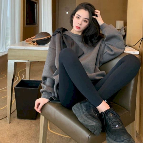 

new spring, the suits velvet women... nightgowns matching pants of two bows... pullovers and tight leggings... suit... casual ad7a, Gray