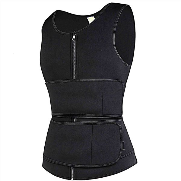

luxury women's shapers straight sports sweat wicking zipper neoprene men's body shaping cloth double reinforced belt vt, Black;white