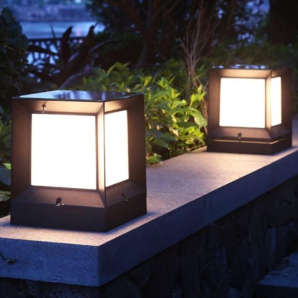 

thrisdar outdoor garden solar pillar light waterproof villa courtyard gate stigma fence lamp post cap lawn lamps