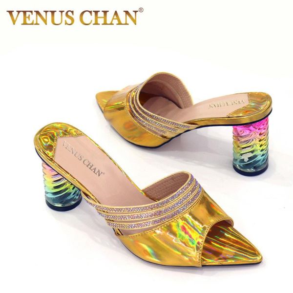 

dress shoes chan 2021 pointed toe women mules high heels slippers sandals summer party narrow band female trappy slides, Black