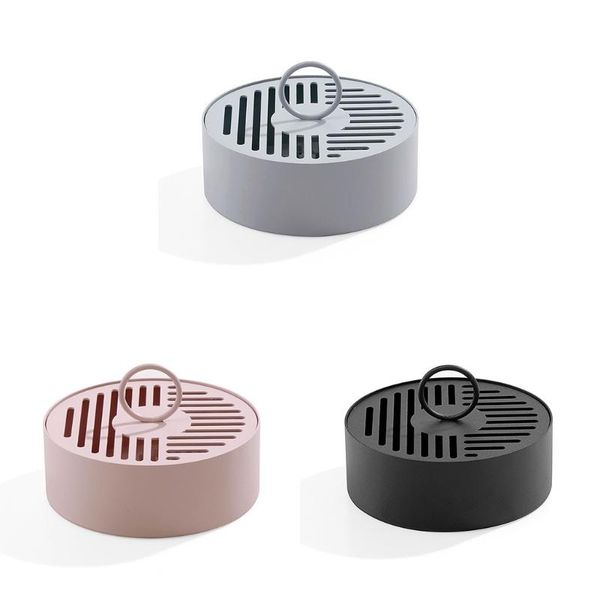 

fragrance lamps metal insect repellent coil holder box with lid handle portable hollow out iron round fireproof incense burner case tray
