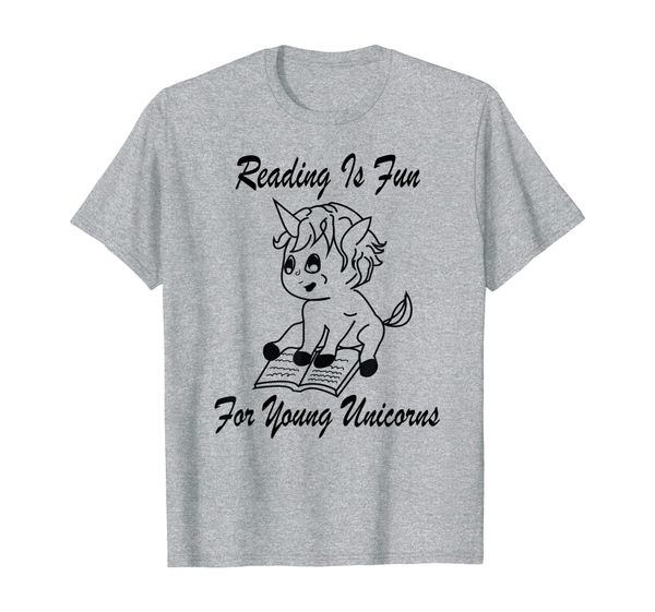 

reading is fun for young unicorns tee shirt, White;black