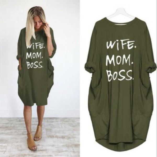 

summer women letter printed dresses fashion crew neck panelled ladies dresses casual loose long sleeve apparel, Black;gray