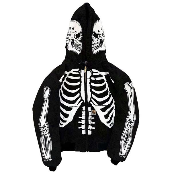 

men's hoodies & sweatshirts eoenkky fashion hi street cardigan skull painted streetwear hip hop graffiti hoody size s-4xl, Black