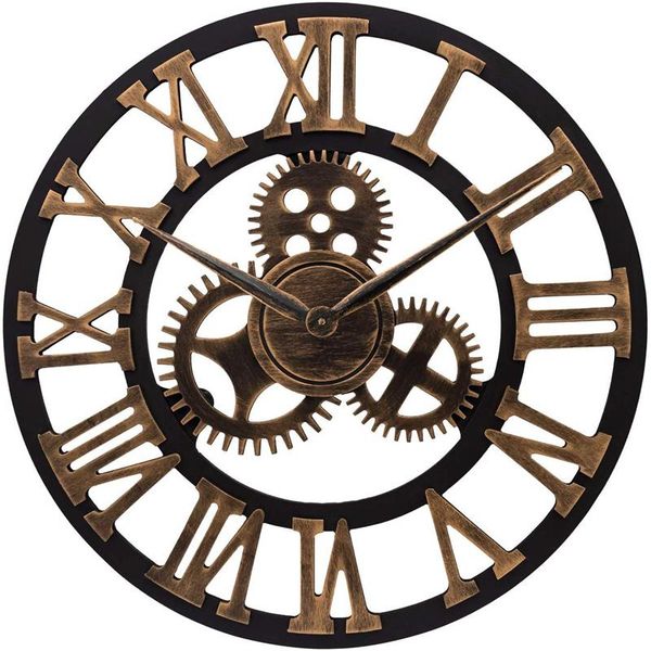 

wall clocks silent retro gear wood crafts large industrial clock