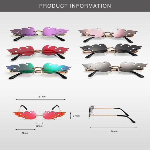 

mirror shape luxury sunglasses metal women flame fashion eyewear shades 2021 women sale vintage rimless osofg icqxh, White;black