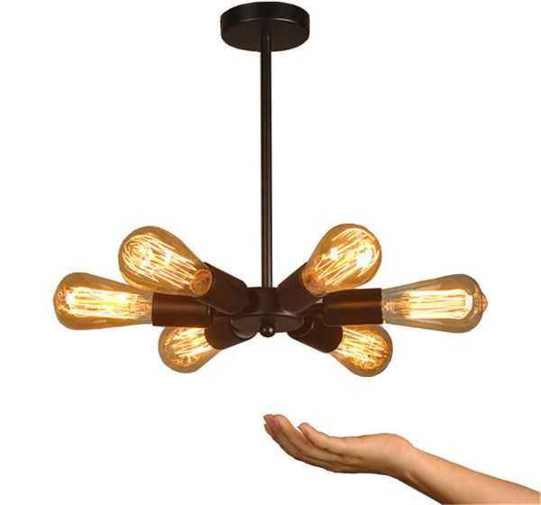 

nordic creative 3/6 heads cage ceiling light retro fan style wrought iron e27 ceiling lamp for living room bedroom apartment bar