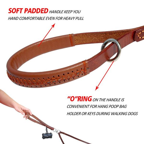

double dog leash genuine leather dual dog leash 360 swivel no tangle walking & training leash for two dogs sof qylmxs