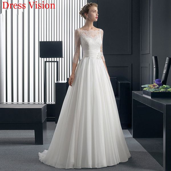 

2021 wedding es dos boda vestidos de novia suknia lubna lace o-neck ef62, White