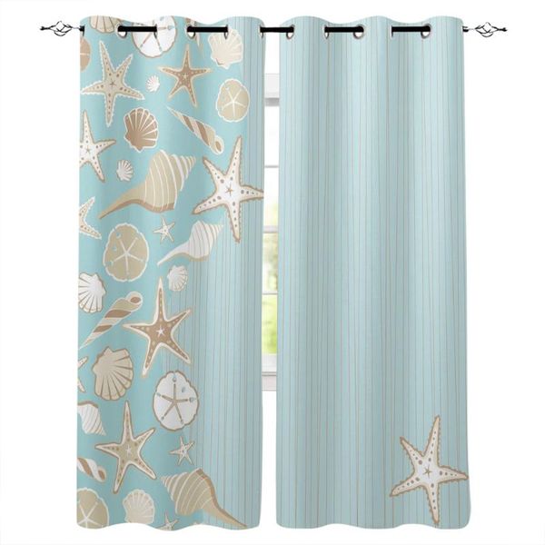 

curtain & drapes blue stripesstarfish shell beach window curtains living room kitchen modern home decor bedroom treatment