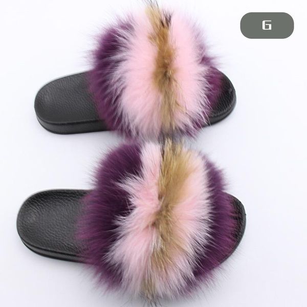 

2021 women fur slippers luxury real fur beach sandal shoes fluffy comfy furry flip flops comfortable hairy slipper sandals, Black