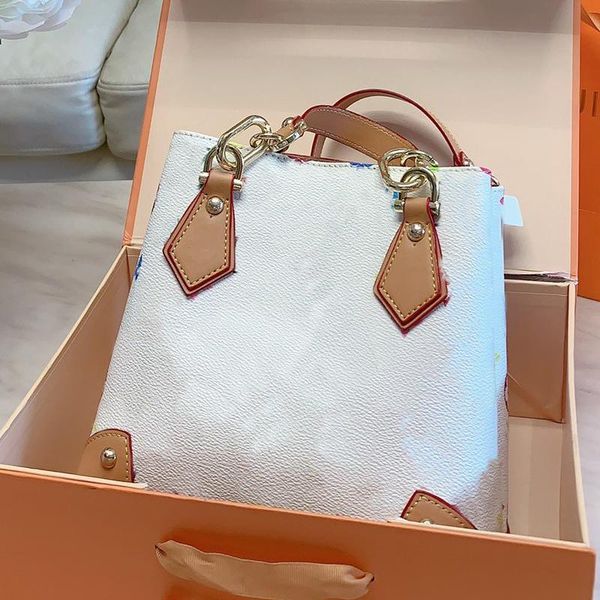 

tote bag crossbody bag travel luggage bag fashion classic old flower hardware accessories patchwork l letter women handbags, Black;red