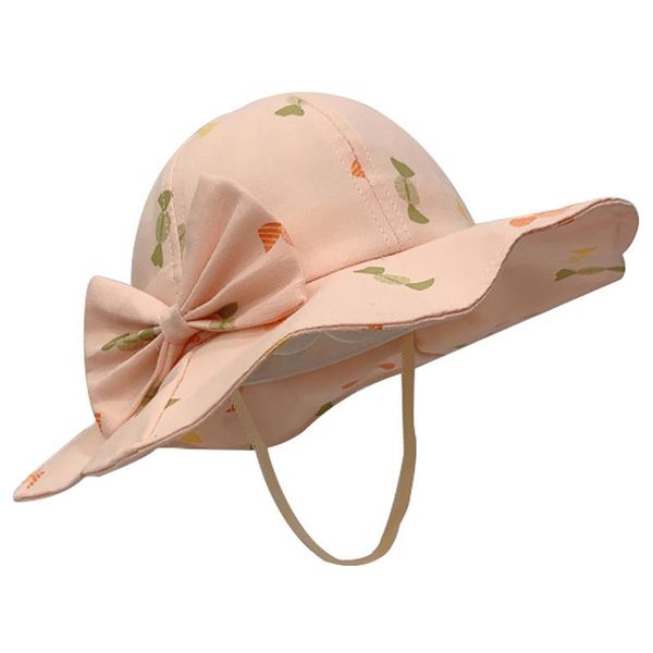 

wide brim hats summer design kids boys girls printing pattern bucket with bow-knot hat sun cap outdoor accessories, Blue;gray