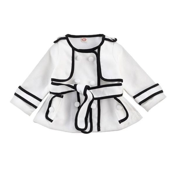 

toddler baby girls trench coat casual long sleeve double breasted windbreaker fall clothes fashion striped jackets coats 6m-5t, Blue;gray