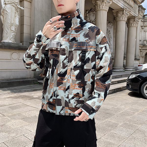 

2021 new bomber men's casual hip hop baseball print fashion smooth jacket streetwear camouflage 2td1, Black;brown