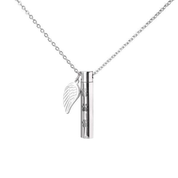 

pendant necklaces stainless steel memorial jewelry cylindrical chain necklace women men gift, Silver