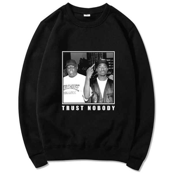 

men's hoodies & sweatshirts 2021 harajuku gangsta rap 2pac sweatshirt men fashion casual men/women shakur crewneck pullover, Black
