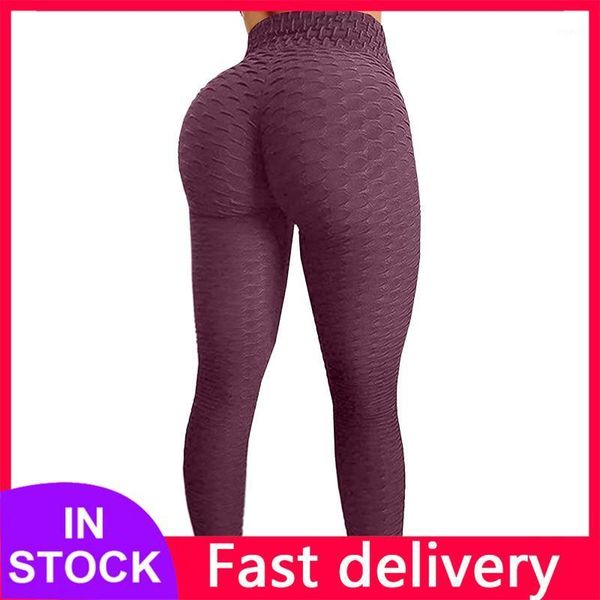 

yoga outfits 40# high waist leggings women fitness gym fold sports pants elastic legging slim hip push up workout running tights1, White;red