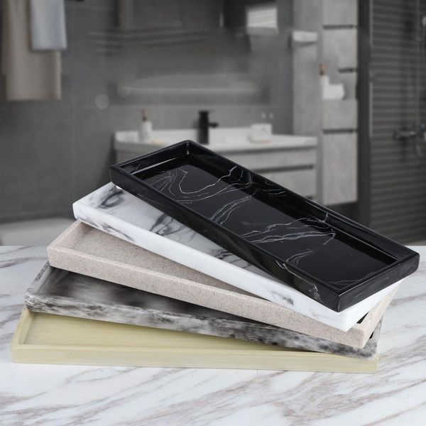 

bath accessory set nordic imitation marble resin tray bathroom storage rectangular jewelry kithen dish dispenser luxury