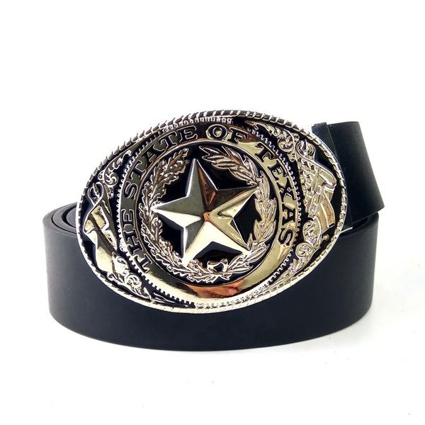 

belts mens fashion western cowboy belt with state of texas flag logo big buckle metal black pu leather for jeans, Black;brown