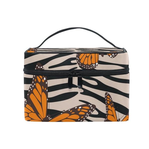 

cosmetic bags & cases fengju bag portable travel organizer hanging toiletry case storage tote for girls woman zebra seamless butterfly