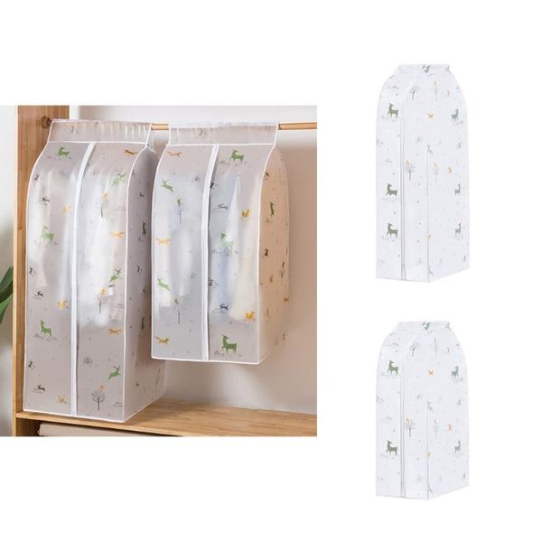 

storage boxes & bins cartoon print translucent clothes cover protector dustproof hanging clothing bag with full zipper waterproof t21c