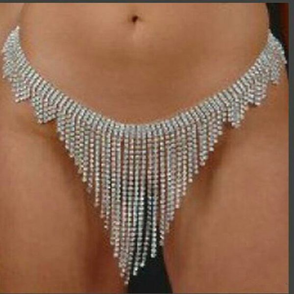 

Europe rhinestone crystal waist chain sexy low waist body chain belly dance Sexy body chain Belly Chains, Silver