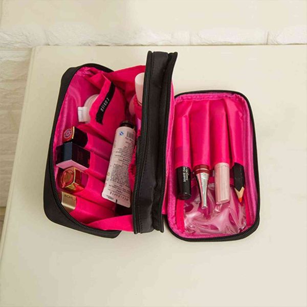 

1 pc personality cosmetic bag multifunction women makeup pouch black toiletry fashion necessaries make up organizer case