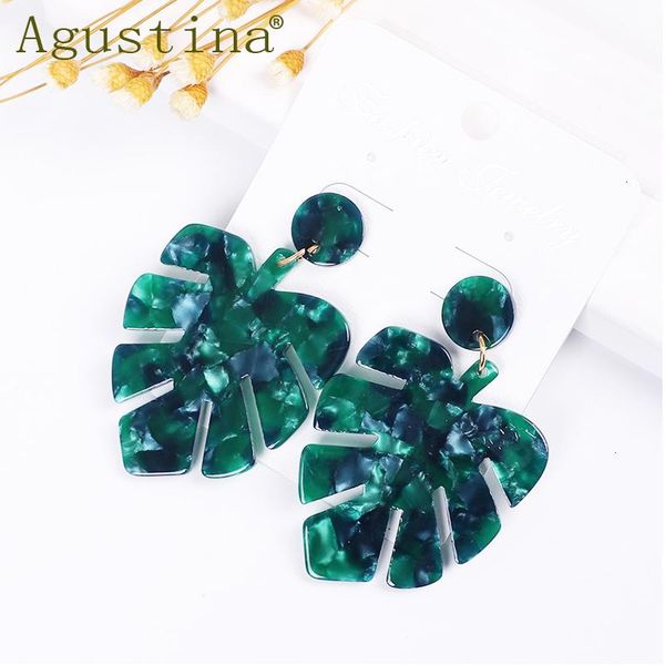 

dangle & chandelier agustina green leaves earings fashion samll drop face for women bohemian resin acetate minimalist, Silver
