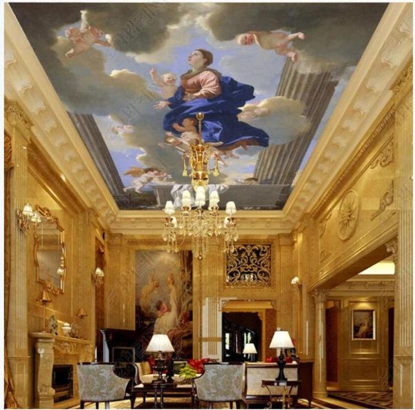 

wallpapers custom po 3d ceiling murals wallpaper european little angel virgin cloud room decor wall for walls 3 d