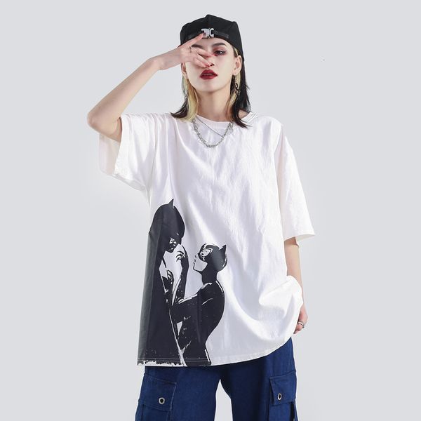 

2021 new vintage fashion summer oversized graphic shirt steetwear couple tees clothes trending women clothing s4jn, White