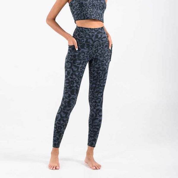 Roupas femininas yogaworld leggings calças de yoga meninas corredores exercício lixar nu leopardo camuflagem elástico cintura alta tightskj84